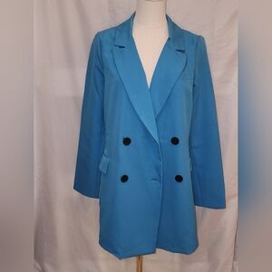 Chic Women's Double-Breasted Blazer in Blue